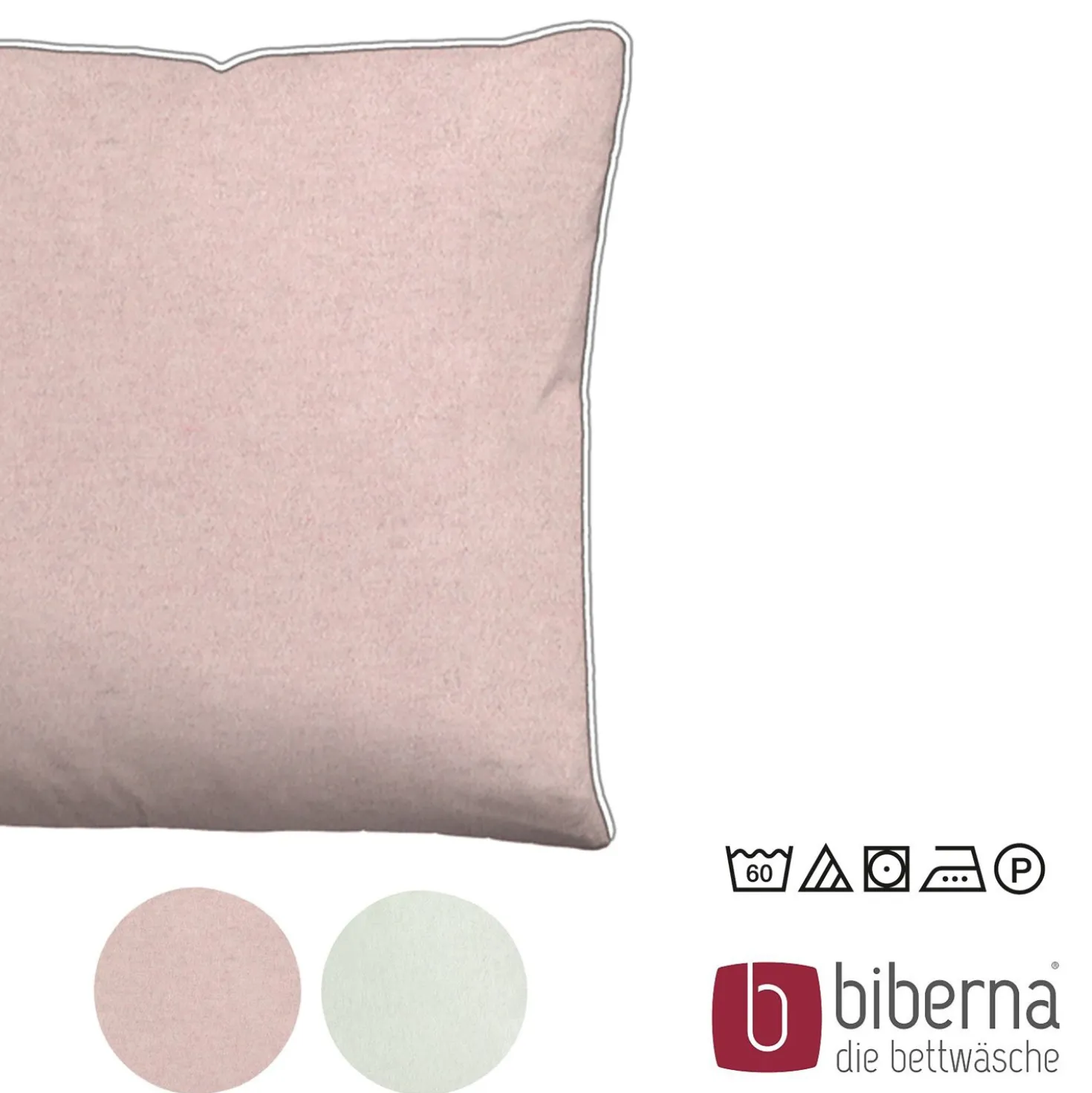 biberna Melange-Flanell Kopfkissenbezug MELANGE UNI rose, 40x40 cm