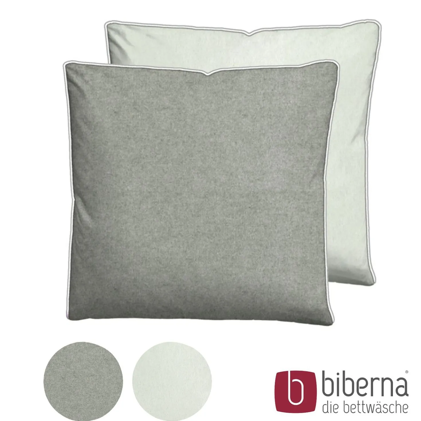 biberna Melange-Flanell Kopfkissenbezug MELANGE UNI sturmgrau, 80x80 cm