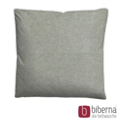 biberna Melange-Flanell Kopfkissenbezug MELANGE UNI sturmgrau, 80x80 cm