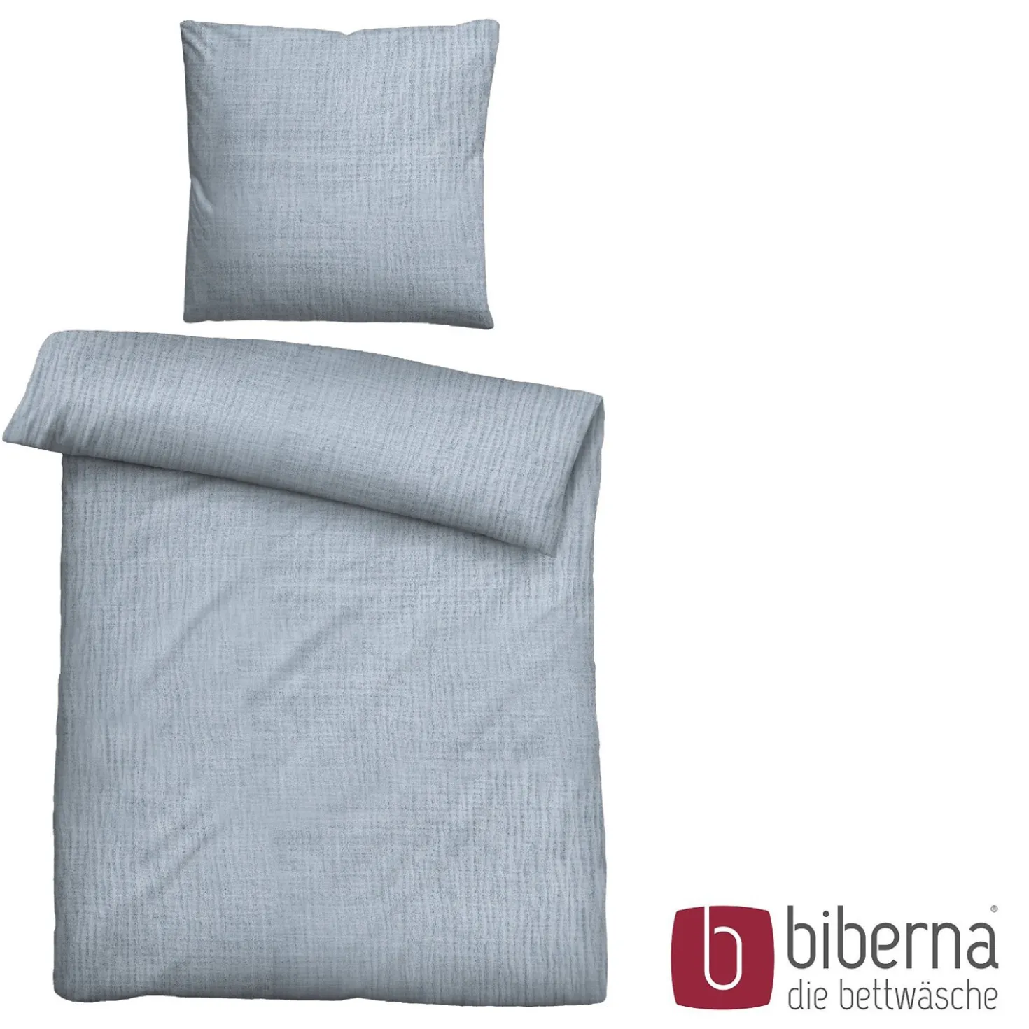 biberna Musselin Bettwäsche UNI taubenblau, 135x200 cm + 80x80 cm