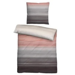 biberna Satin Bettwäsche Streifen gold, 135x200 cm + 80x80 cm