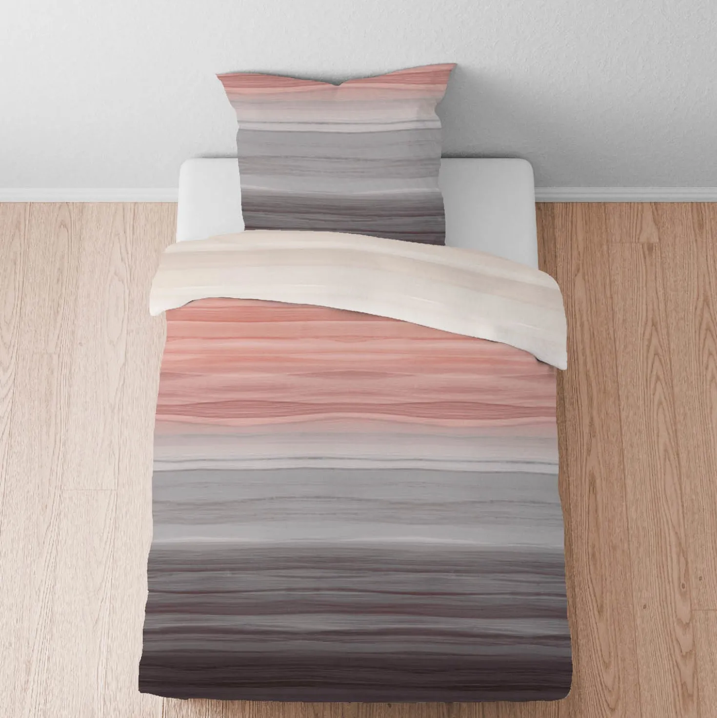 biberna Satin Bettwäsche Streifen gold, 135x200 cm + 80x80 cm