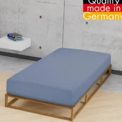 biberna Spannbetttuch Melange blau, 140x200 cm - 160x200 cm