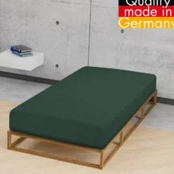 biberna Spannbetttuch Melange dunkelgrün, 90x190 cm - 100x200 cm