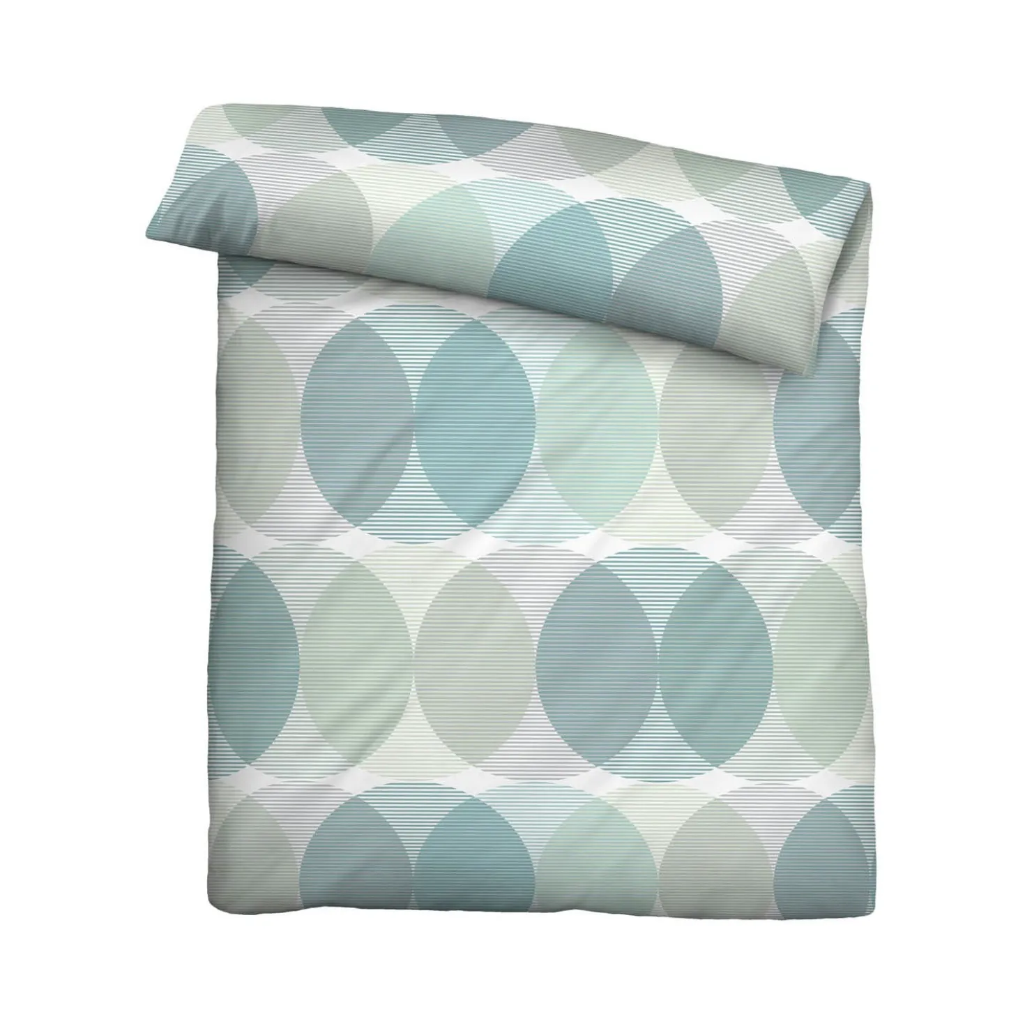 biberna Tencel Bettwäsche KREISE aqua, 1x 135x200 cm + 1x 80x80 cm