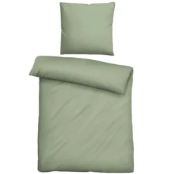 biberna Tencel-Flanell Bettwäsche uni oliv, 135x200 cm + 80x80 cm