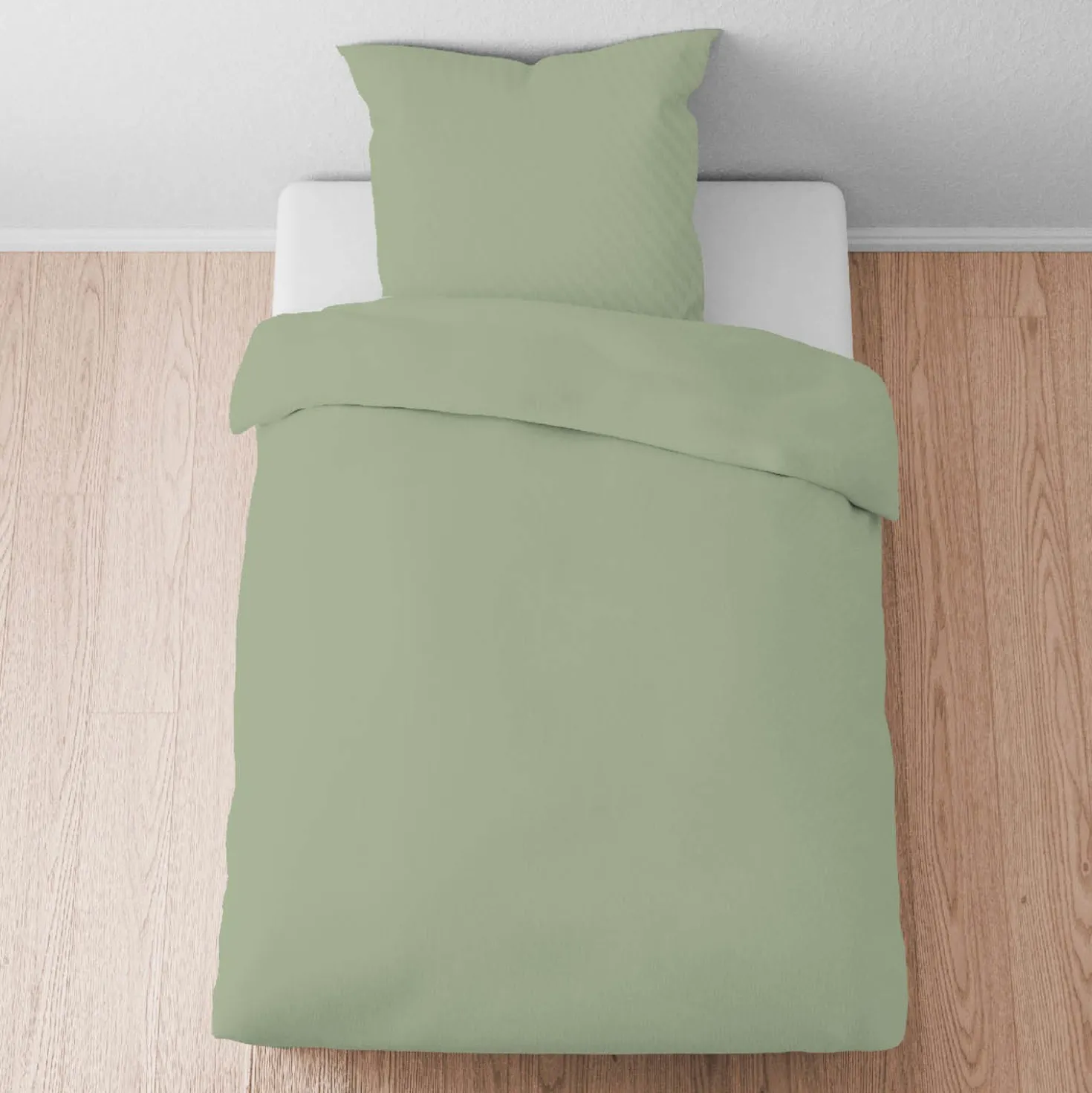 biberna Tencel-Flanell Bettwäsche uni oliv, 135x200 cm + 80x80 cm