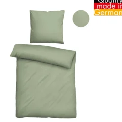 biberna Tencel-Flanell Bettwäsche uni oliv, 155x220 cm + 80x80 cm