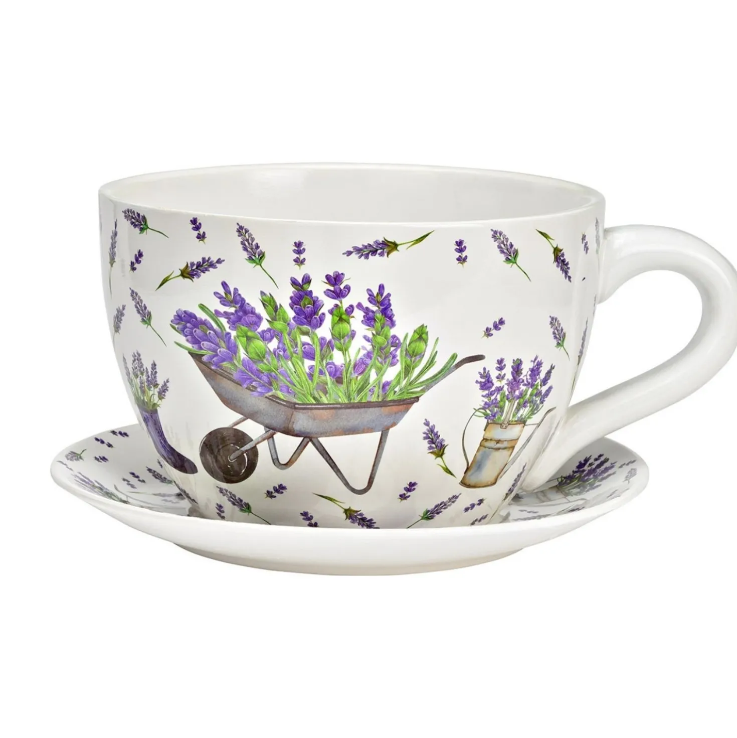 Blumentopf Pflanztasse "Lavendel" aus Keramik groß