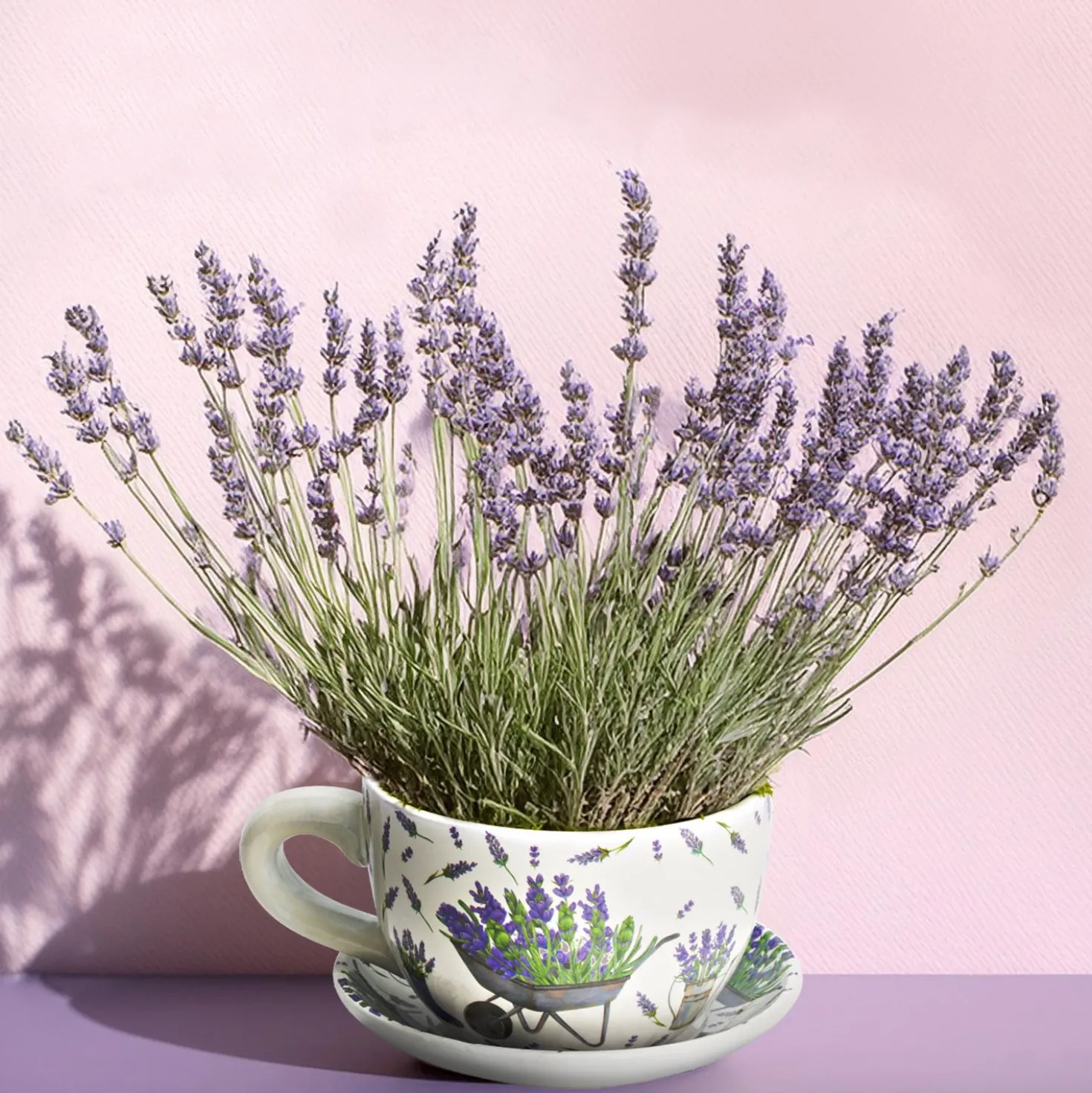 Blumentopf Pflanztasse "Lavendel" aus Keramik groß