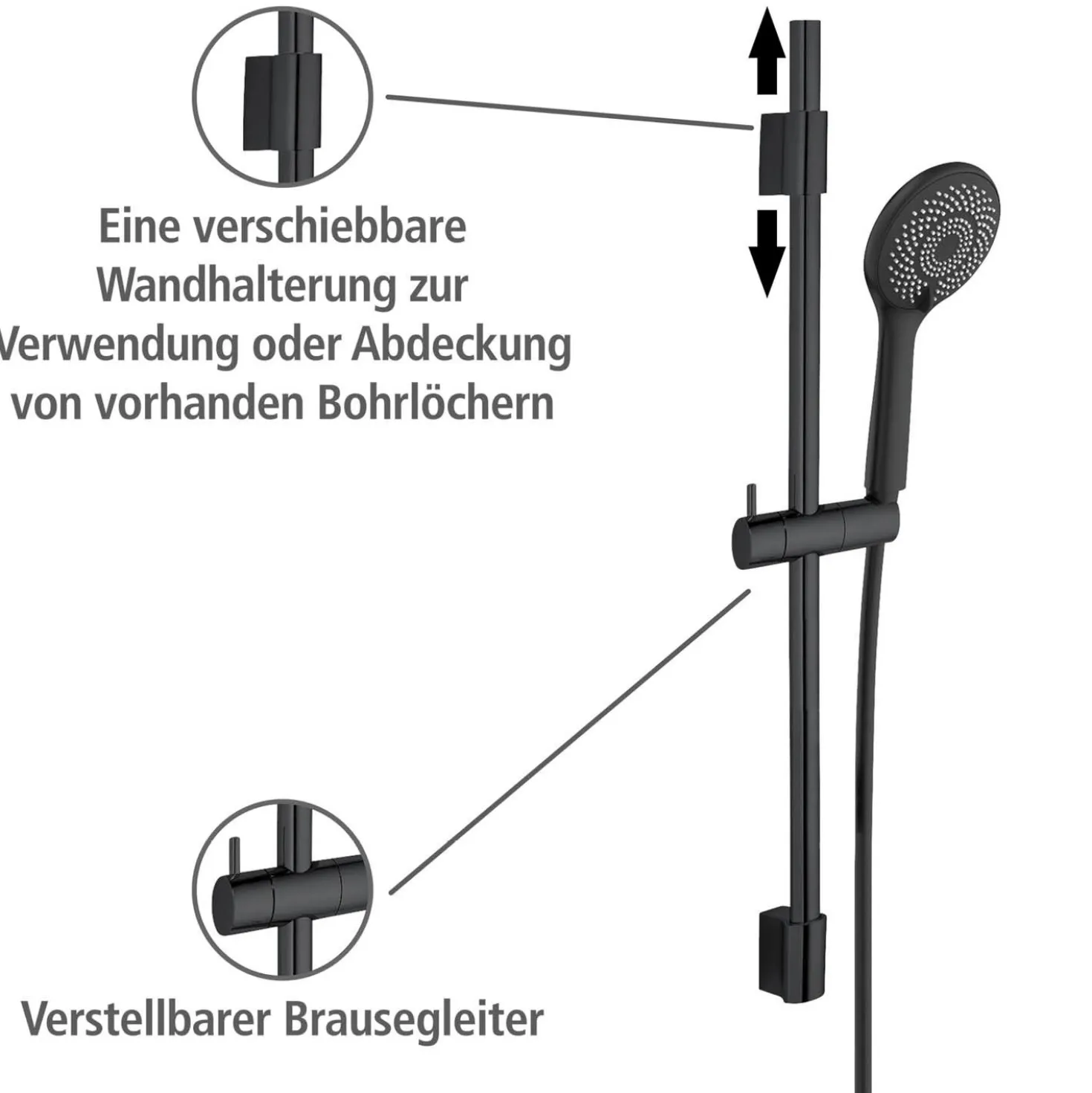 Brauseset „Watersaving“ Schwarz 70 cm WENKO