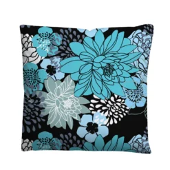 Castell Baumwoll Renforce Bettwäsche Blumen türkis, 1x135x200cm + 1x80x80cm