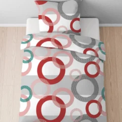 Castell Baumwoll Renforce Bettwäsche Kreise strumgrau, 1x 135x200 cm + 1x 80x80 cm