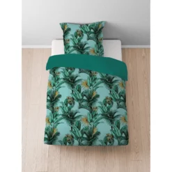 Castell Baumwoll Satin Bettwäsche Jungle gletscher, 1x 135x200 cm + 1x 80x80 cm