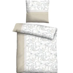 Castell Feinbiber Bettwäsche Paisley grau, 1x 155x220 cm + 1x 80x80 cm
