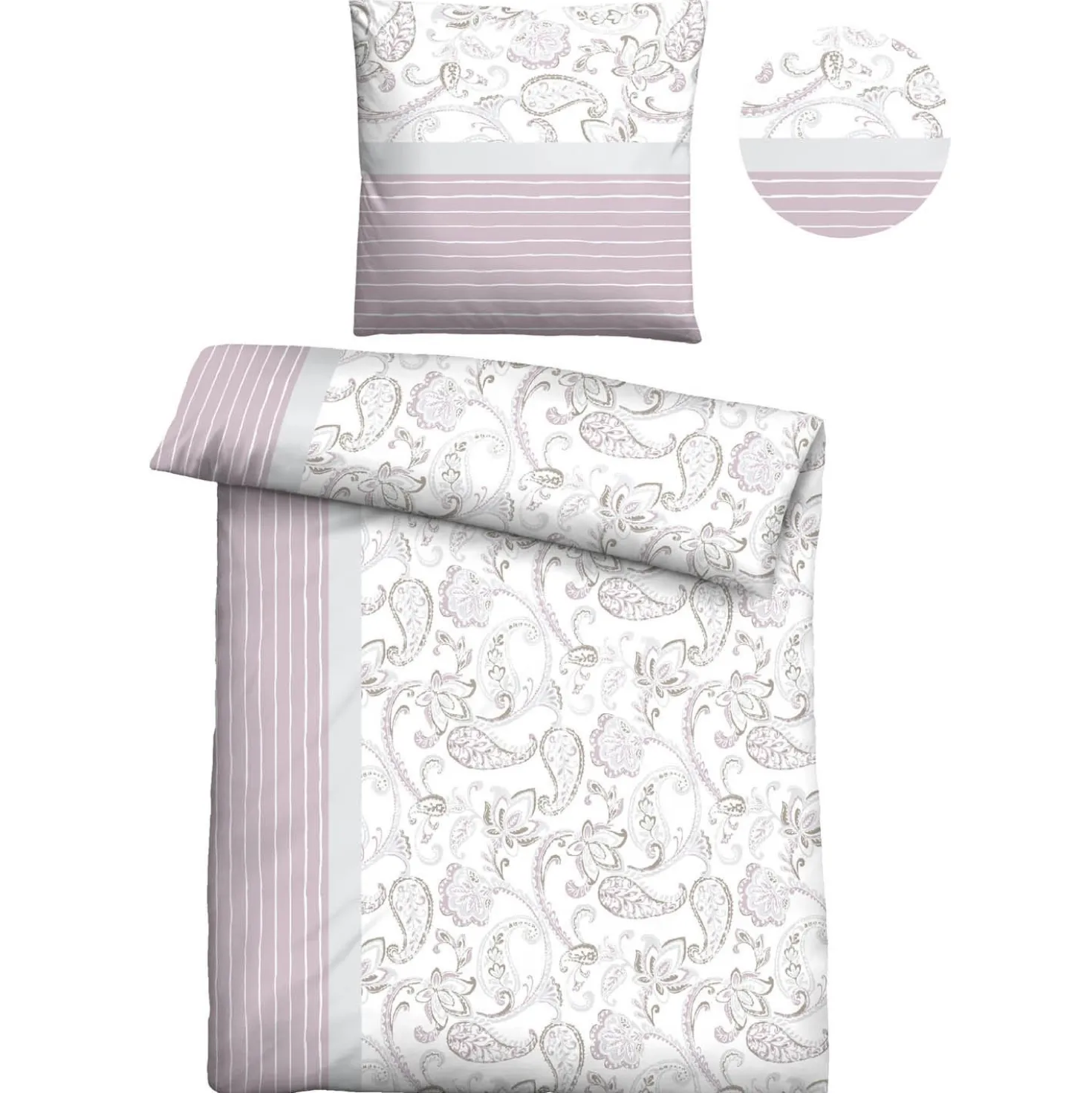 Castell Feinbiber Bettwäsche Paisley viola, 1x 155x220 cm + 1x 80x80 cm