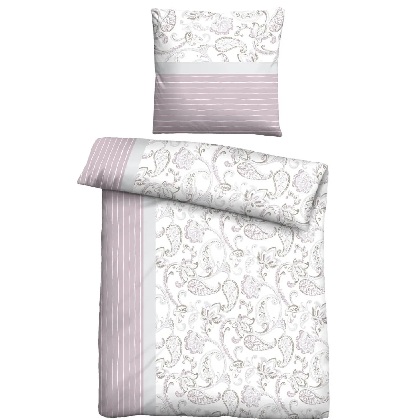 Castell Feinbiber Bettwäsche Paisley viola, 1x 155x220 cm + 1x 80x80 cm