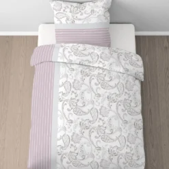 Castell Feinbiber Bettwäsche Paisley viola, 1x 155x220 cm + 1x 80x80 cm