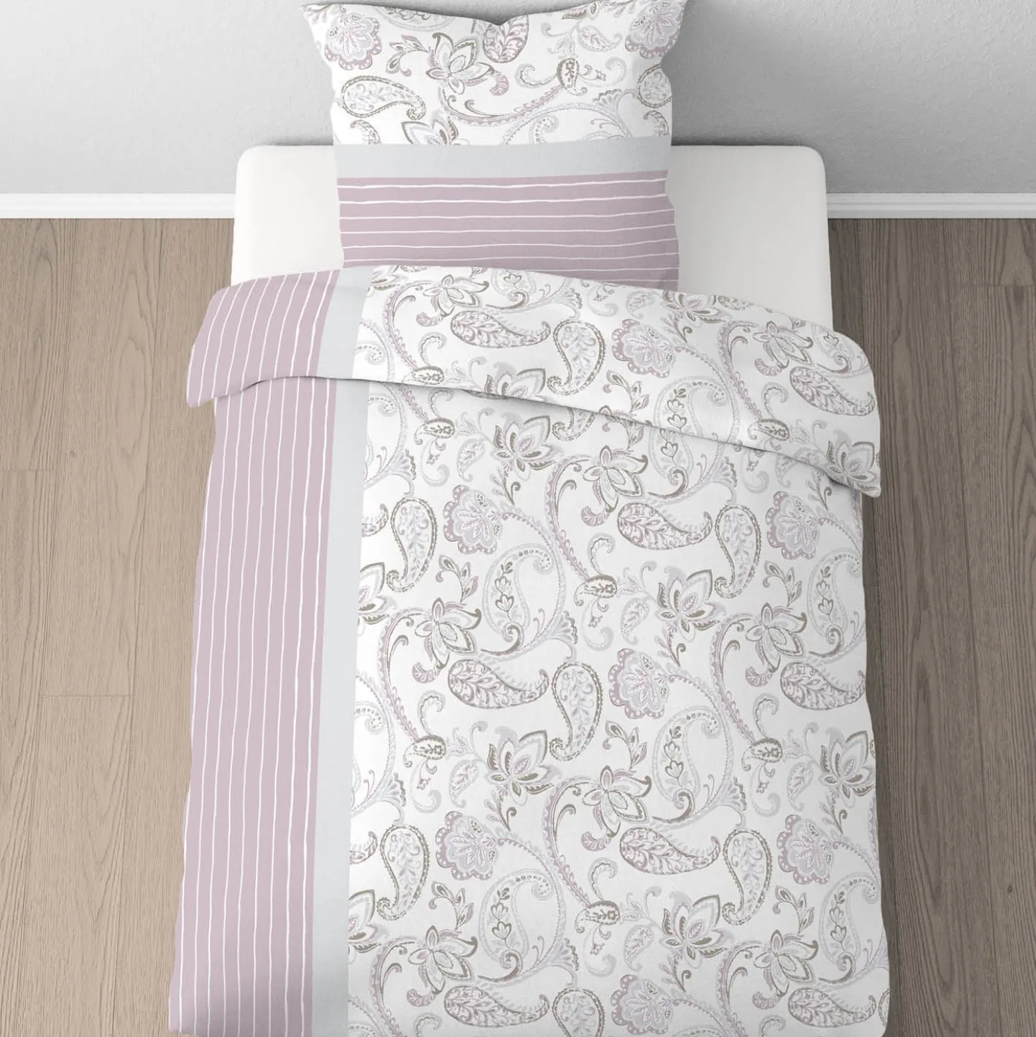Castell Feinbiber Bettwäsche Paisley viola, 1x 155x220 cm + 1x 80x80 cm