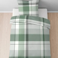 Castell Feinbiber Bettwäsche Karo groß mint, 1x 155x220 cm + 1x 80x80 cm