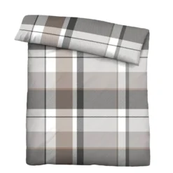Castell Feinbiber Bettwäsche Karo groß taupe, 1x 135x200 cm + 1x 80x80 cm