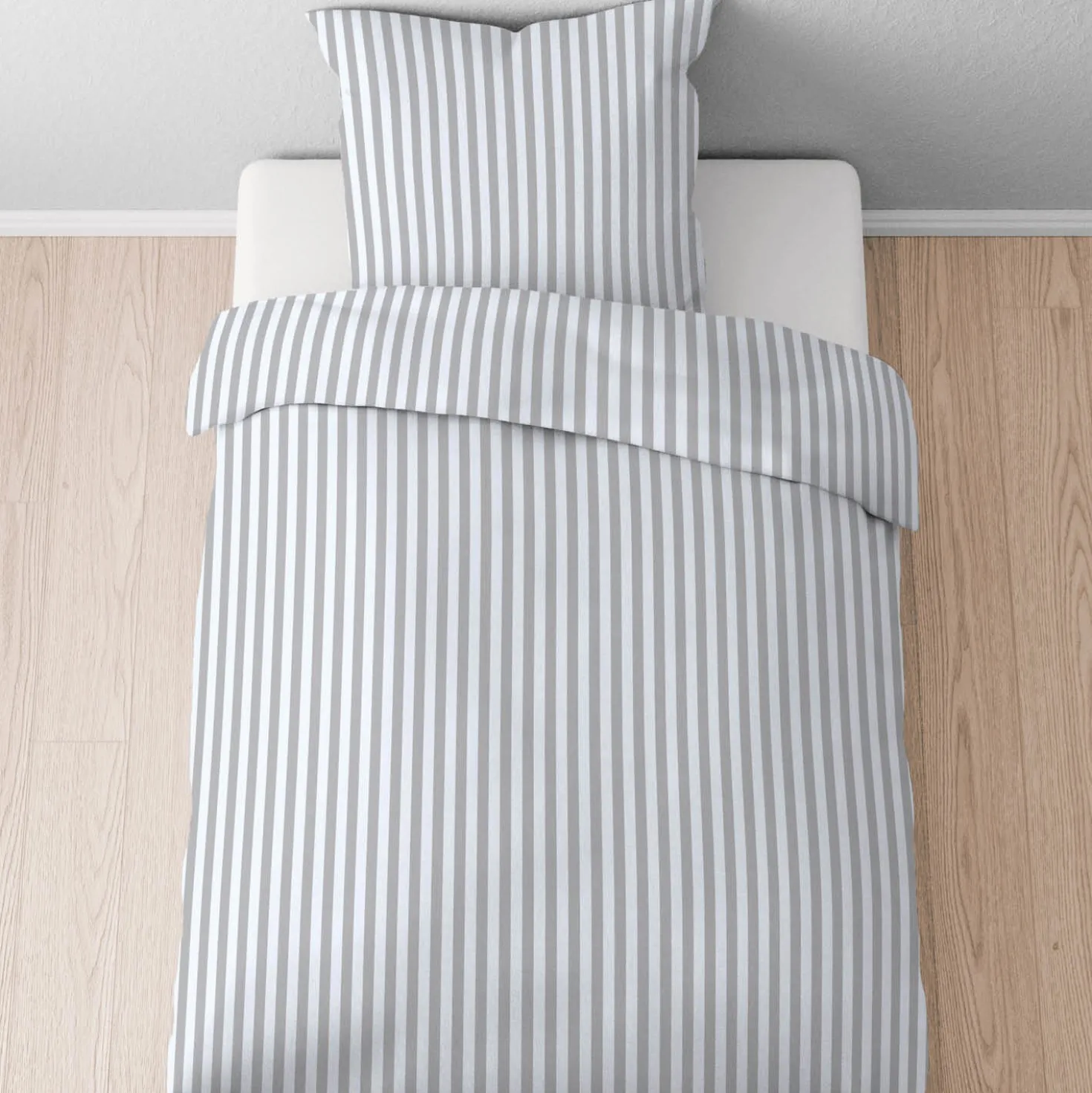 Castell Jersey Bettwäsche Längsstreifen grau, 1x 155x220 cm + 1x 80x80 cm