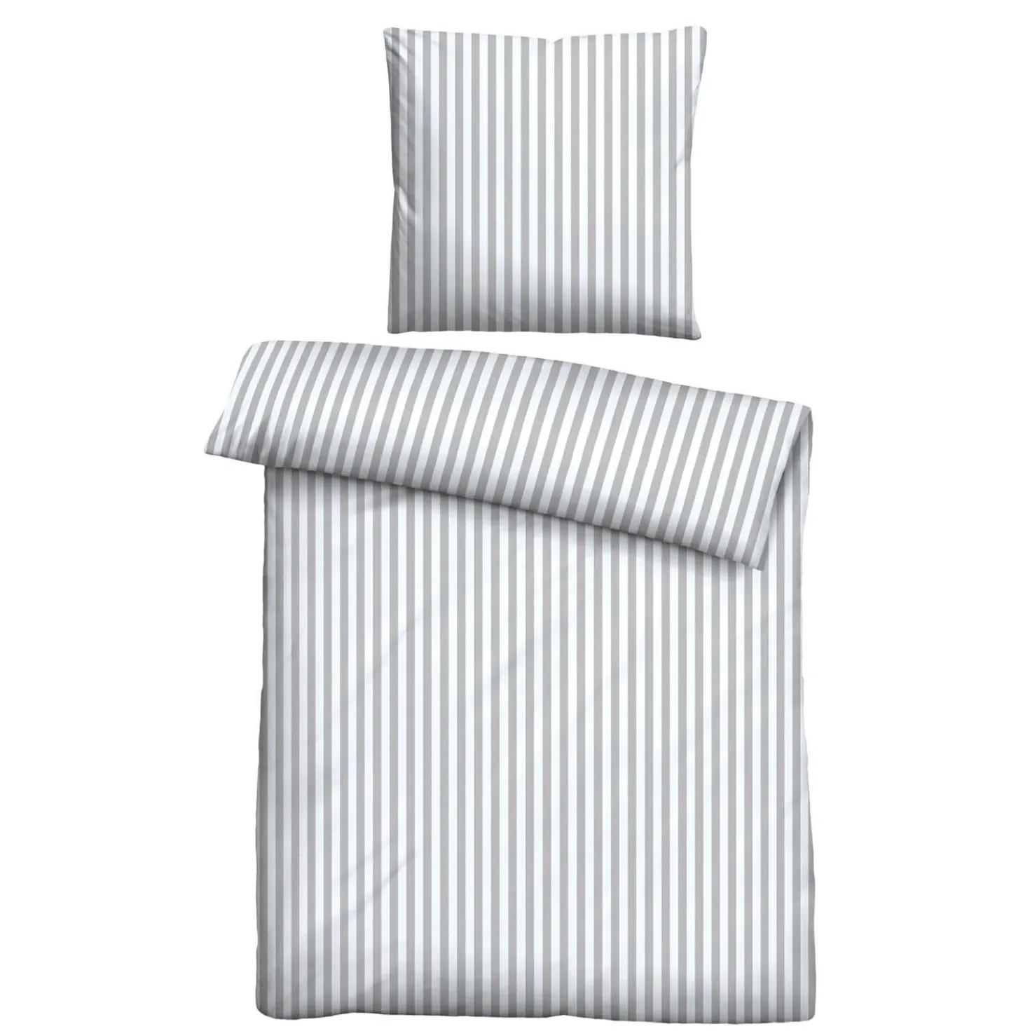 Castell Jersey Bettwäsche Längsstreifen grau, 1x 155x220 cm + 1x 80x80 cm
