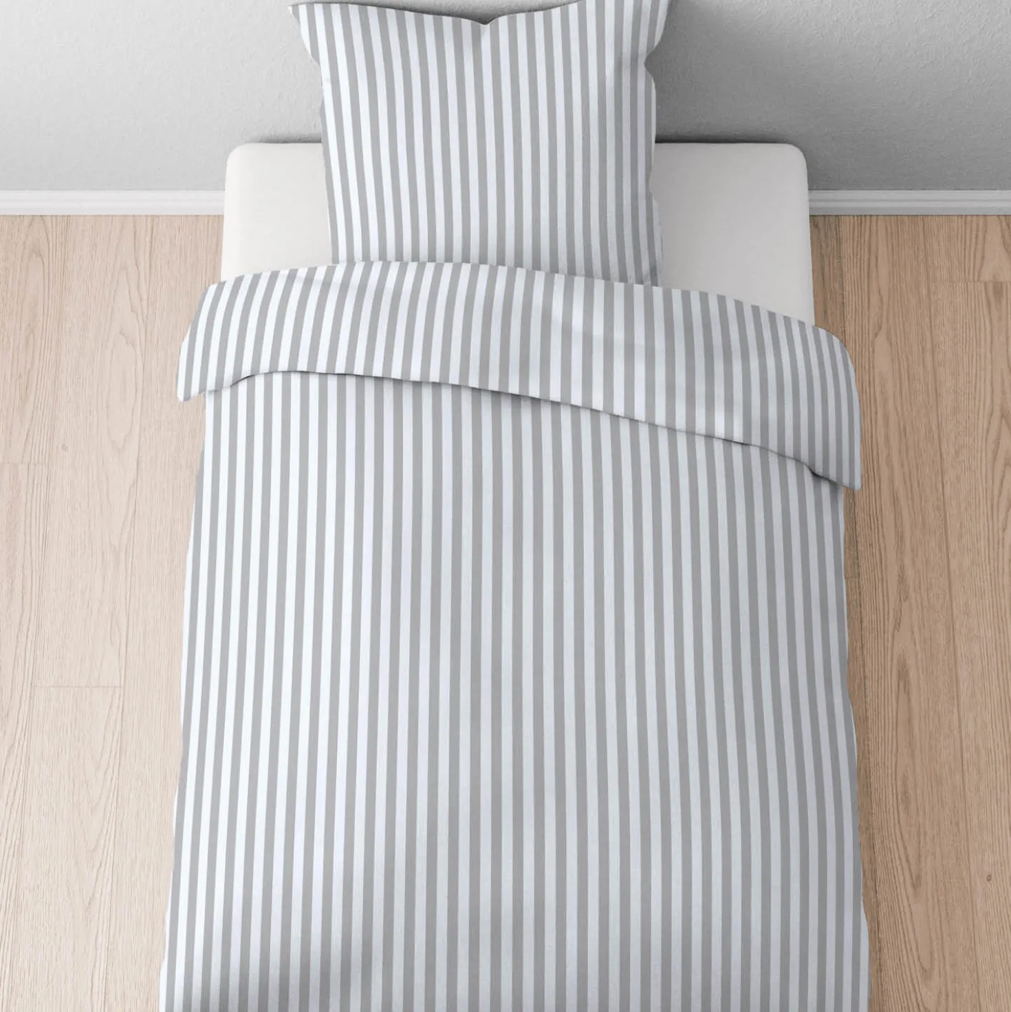 Castell Jersey Bettwäsche Längsstreifen grau, 1x 135x200 cm + 1x 80x80 cm
