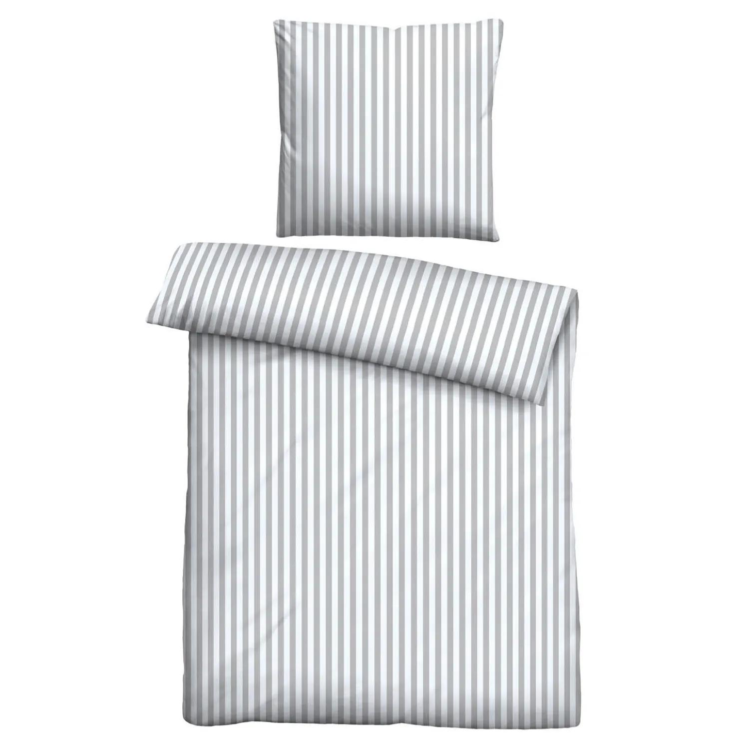 Castell Jersey Bettwäsche Längsstreifen grau, 1x 135x200 cm + 1x 80x80 cm