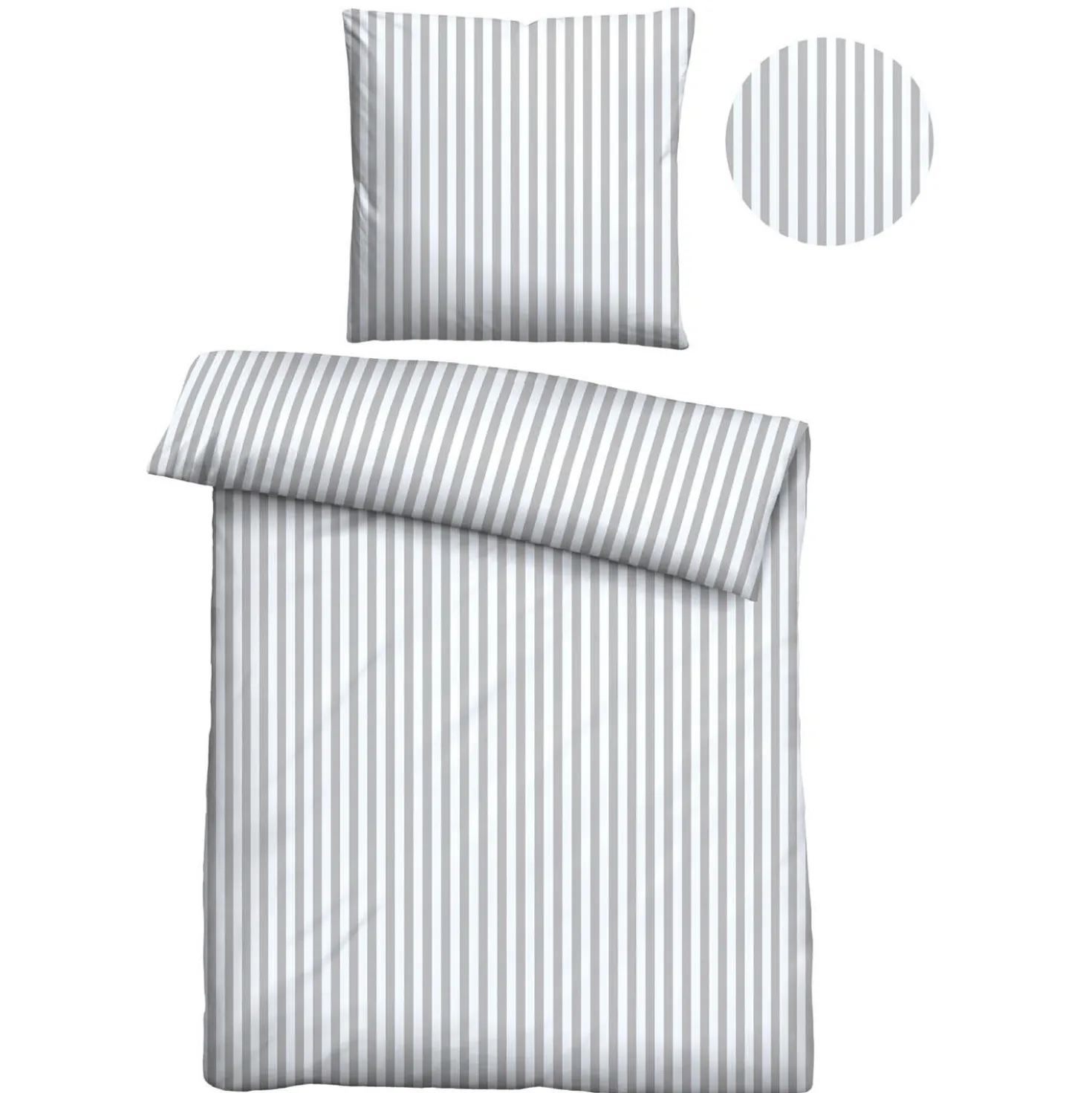 Castell Jersey Bettwäsche Längsstreifen grau, 1x 135x200 cm + 1x 80x80 cm