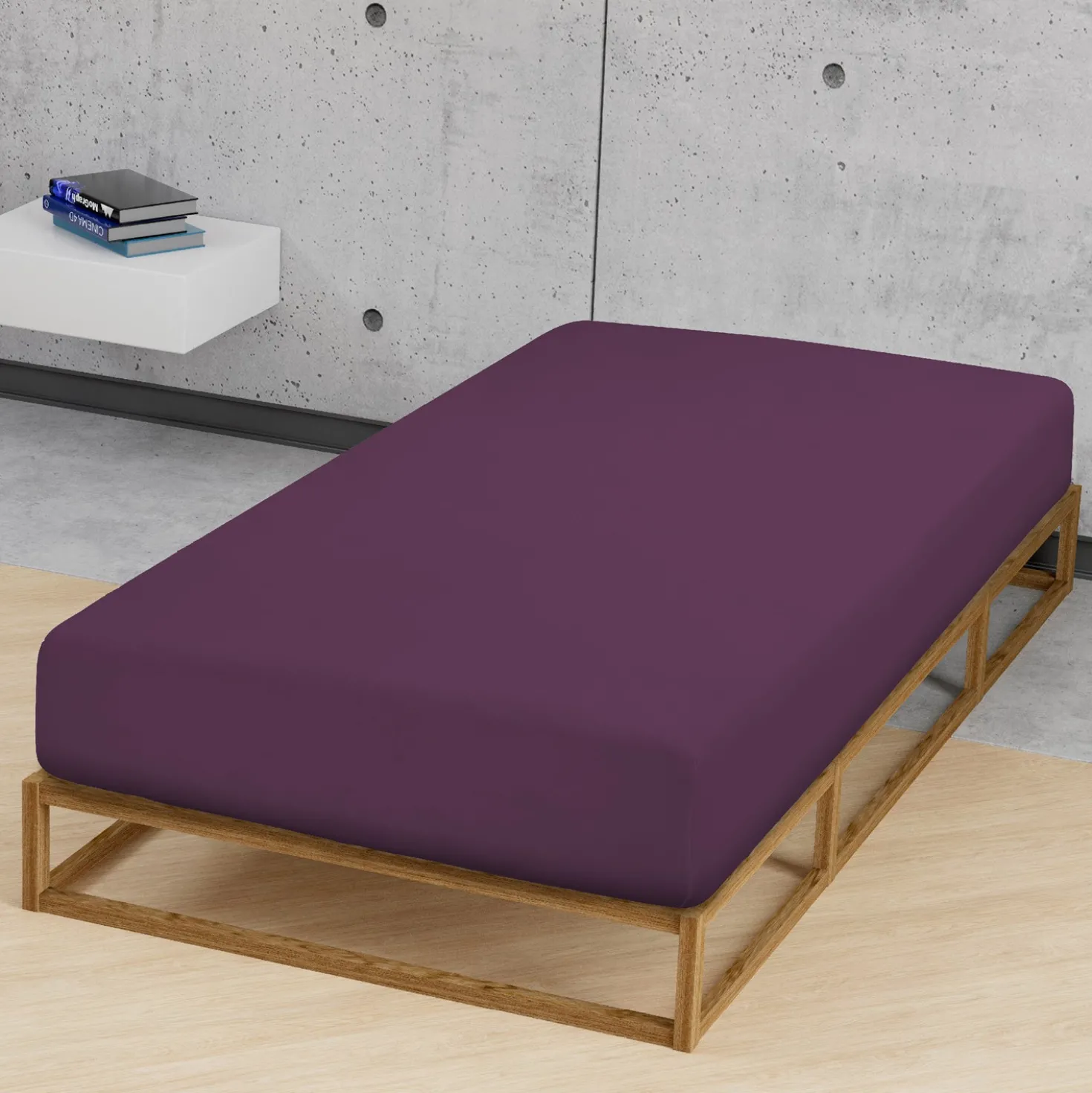 Castell Jersey-Stretch-Spannbetttuch dunkel violett, 1x 180-200 x 200 cm