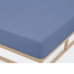 Castell Jersey-Stretch-Spannbetttuch blau, 1x 90-100 x 190-200 cm