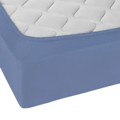 Castell Jersey-Stretch-Spannbetttuch blau, 1x 120x200 cm