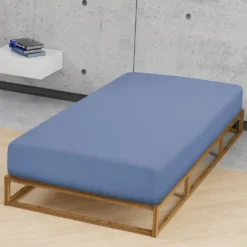 Castell Jersey-Stretch-Spannbetttuch blau, 1x 120x200 cm