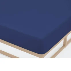 Castell Jersey-Stretch-Spannbetttuch dunkelblau, 1x 120x200 cm