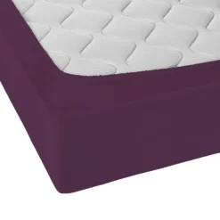 Castell Jersey-Stretch-Spannbetttuch dunkel violett, 1x 120x200 cm