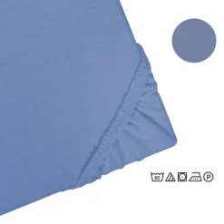 Castell Jersey-Stretch-Spannbetttuch blau, 1x 180-200 x 200 cm