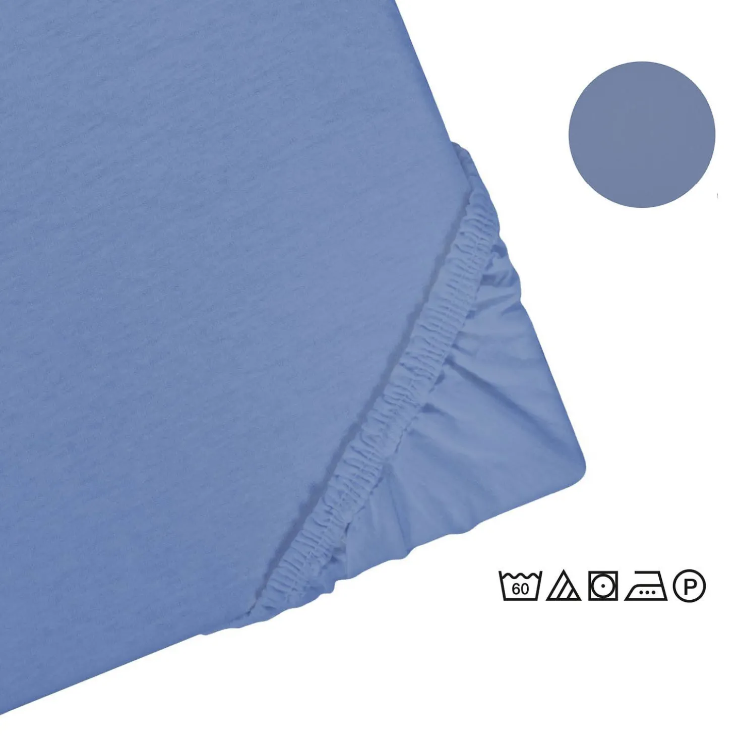 Castell Jersey-Stretch-Spannbetttuch blau, 1x 180-200 x 200 cm