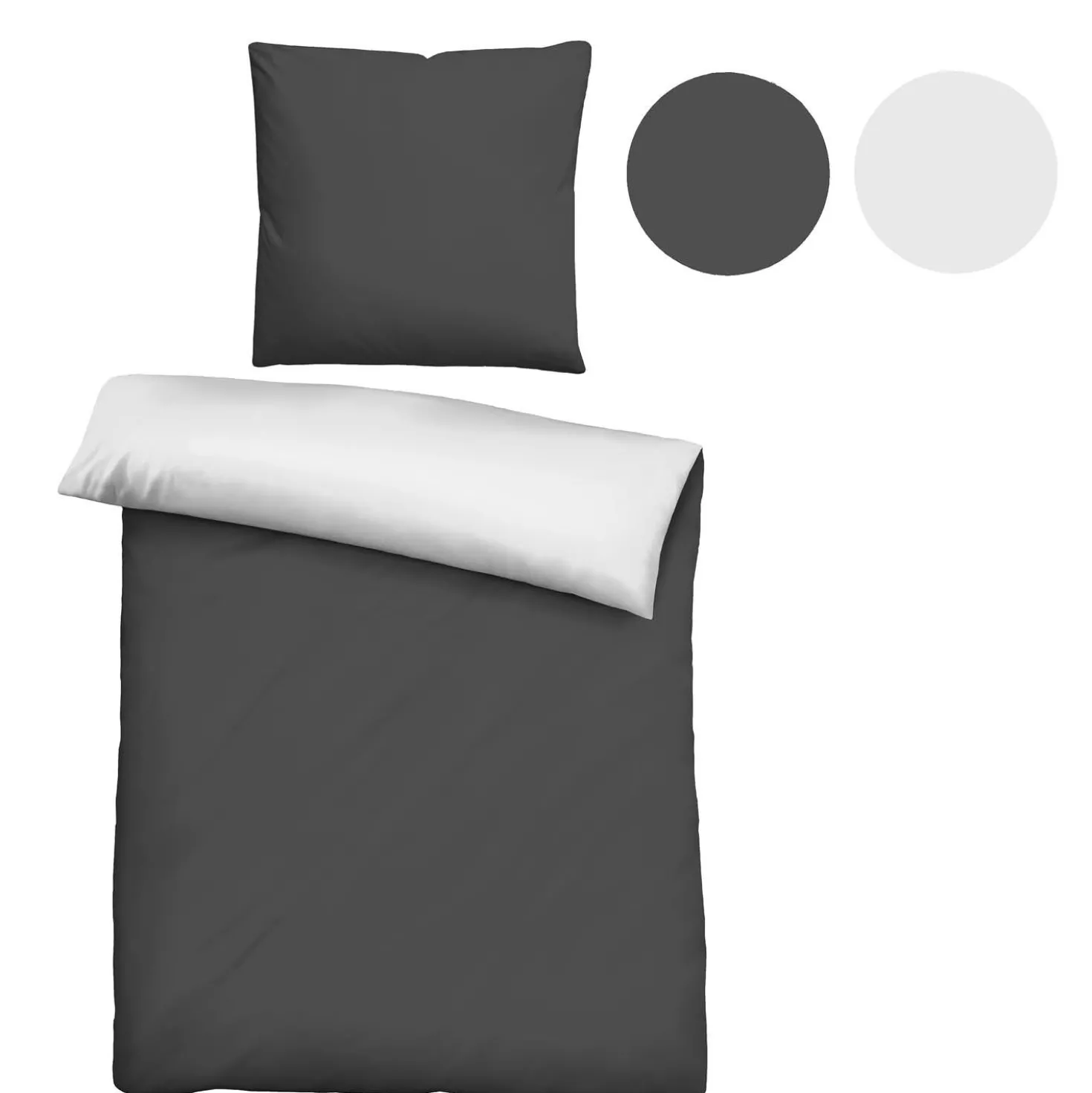 Castell Mikrofaser Bettwäsche uni schwarz, 1x 135x200 cm + 1x 80x80 cm
