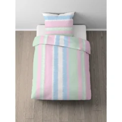 Castell Mikrofaser Bettwäsche Streifen mint, 1x 155x220 cm + 1x 80x80 cm