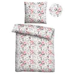 Castell Nicki Bettwäsche Rosen altrosa, 1x 135x200 cm + 1x 80x80 cm