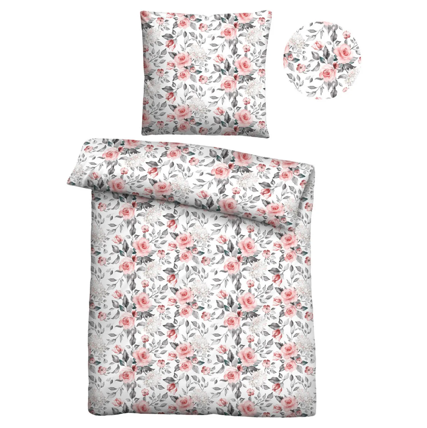 Castell Nicki Bettwäsche Rosen altrosa, 1x 135x200 cm + 1x 80x80 cm