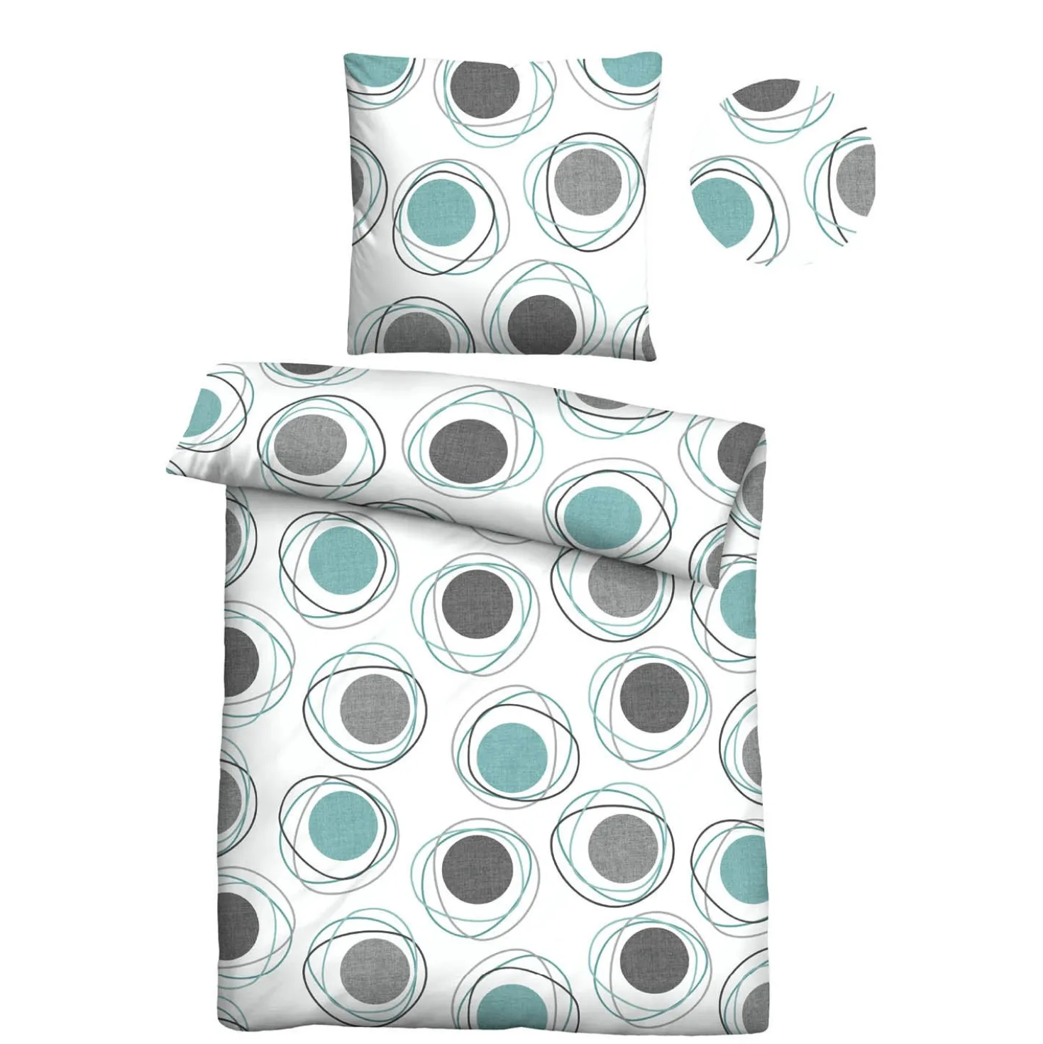 Castell Polycotton Renforce Bettwäsche Kringel silber/grau, 1x 135x200 cm + 1x 80x80 cm
