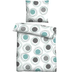 Castell Polycotton Renforce Bettwäsche Kringel silber/grau, 1x 135x200 cm + 1x 80x80 cm