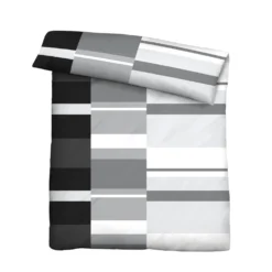 Castell Polycotton Renforce Bettwäsche Streifen schwarz, 1x 155x220 cm + 1x 80x80 cm