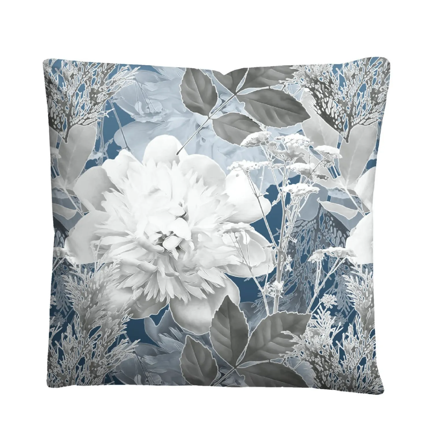 Castell Thermo-Fleece Bettwäsche Blume groß eisblau, 1x 155x220 cm + 1x 80x80 cm