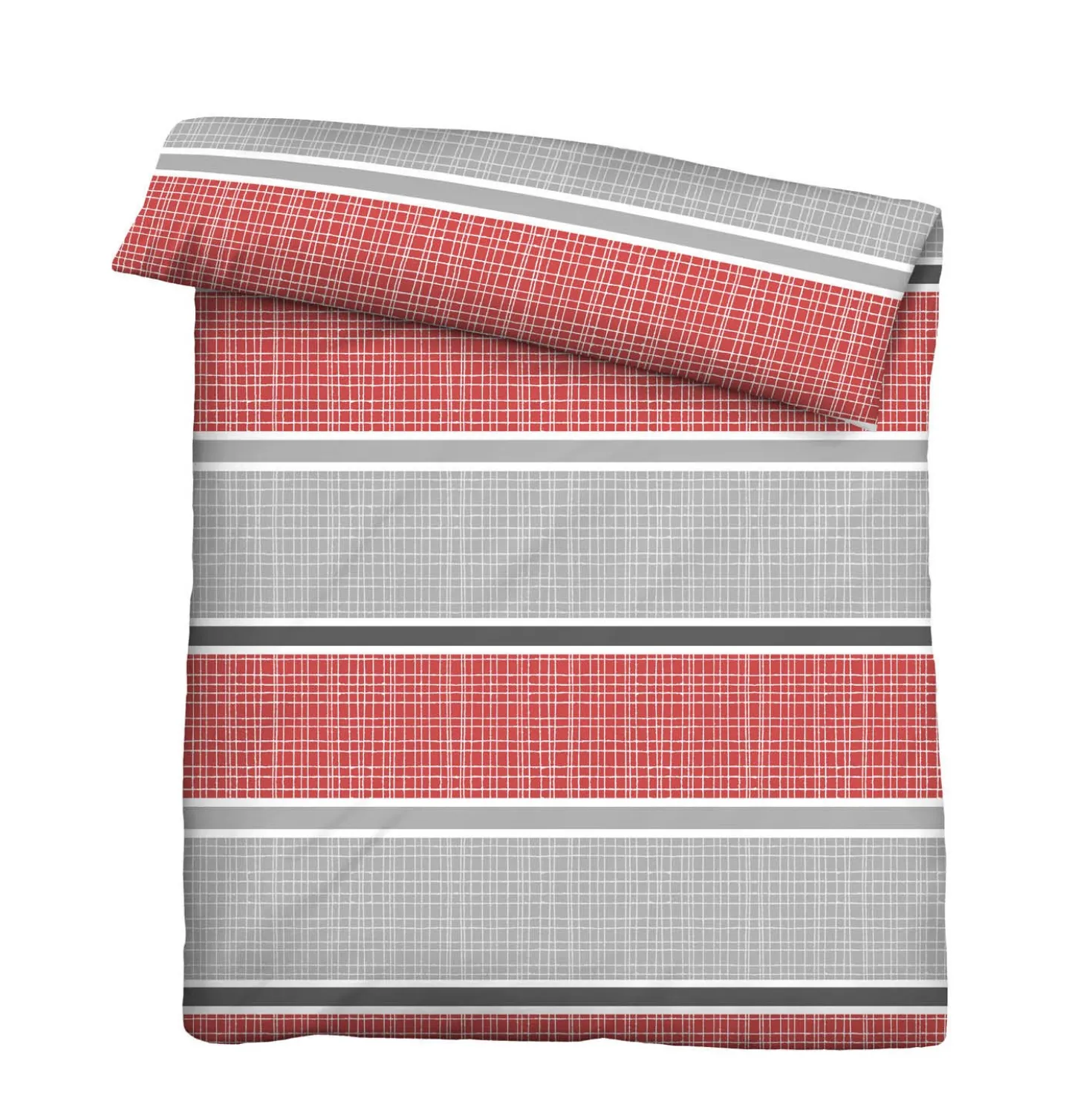 Castell Thermo-Fleece Bettwäsche Querbalken rubin, 1x 155x220 cm + 1x 80x80 cm