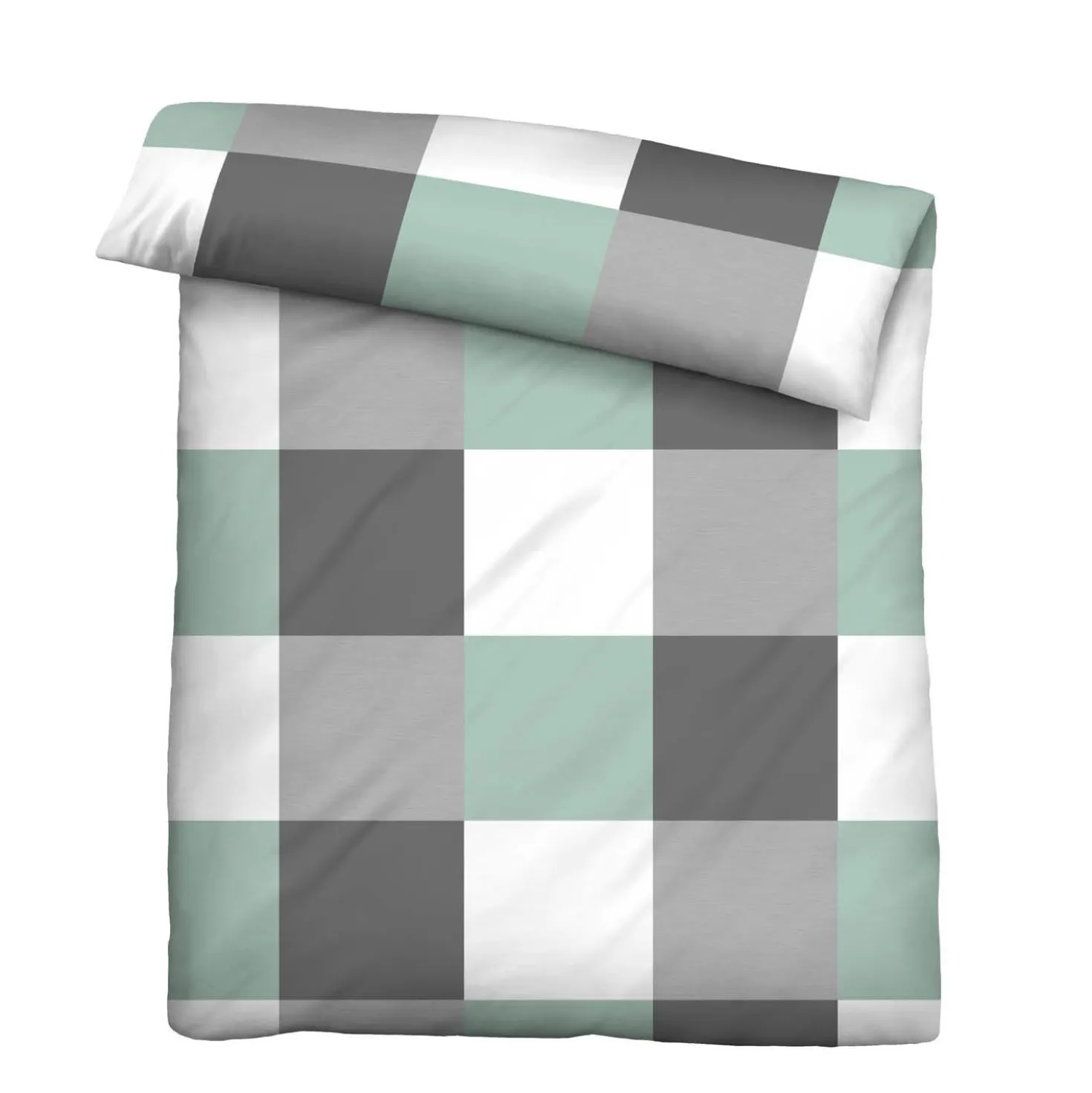 Castell Thermo-Fleece Bettwäsche karo mint, 1x 155x220 cm + 1x 80x80 cm