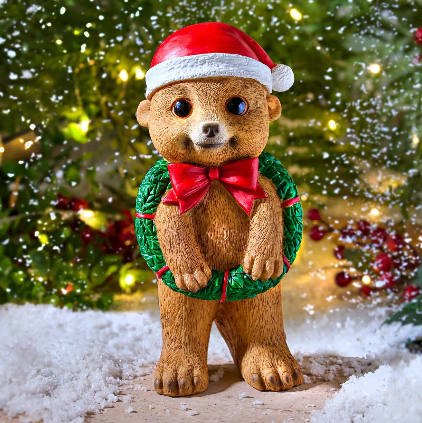 Dekofigur Erdmännchen mit Weihnachtskranz Gainsborough