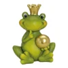 Dekofigur Froschkönig mit goldener Kugel aus Keramik